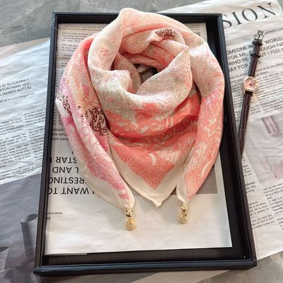 磁吸扣棉麻小方巾女春秋百搭