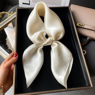 高端丝巾粉色复古女2024新款方巾杭州丝绸百搭春秋送礼气质围巾女