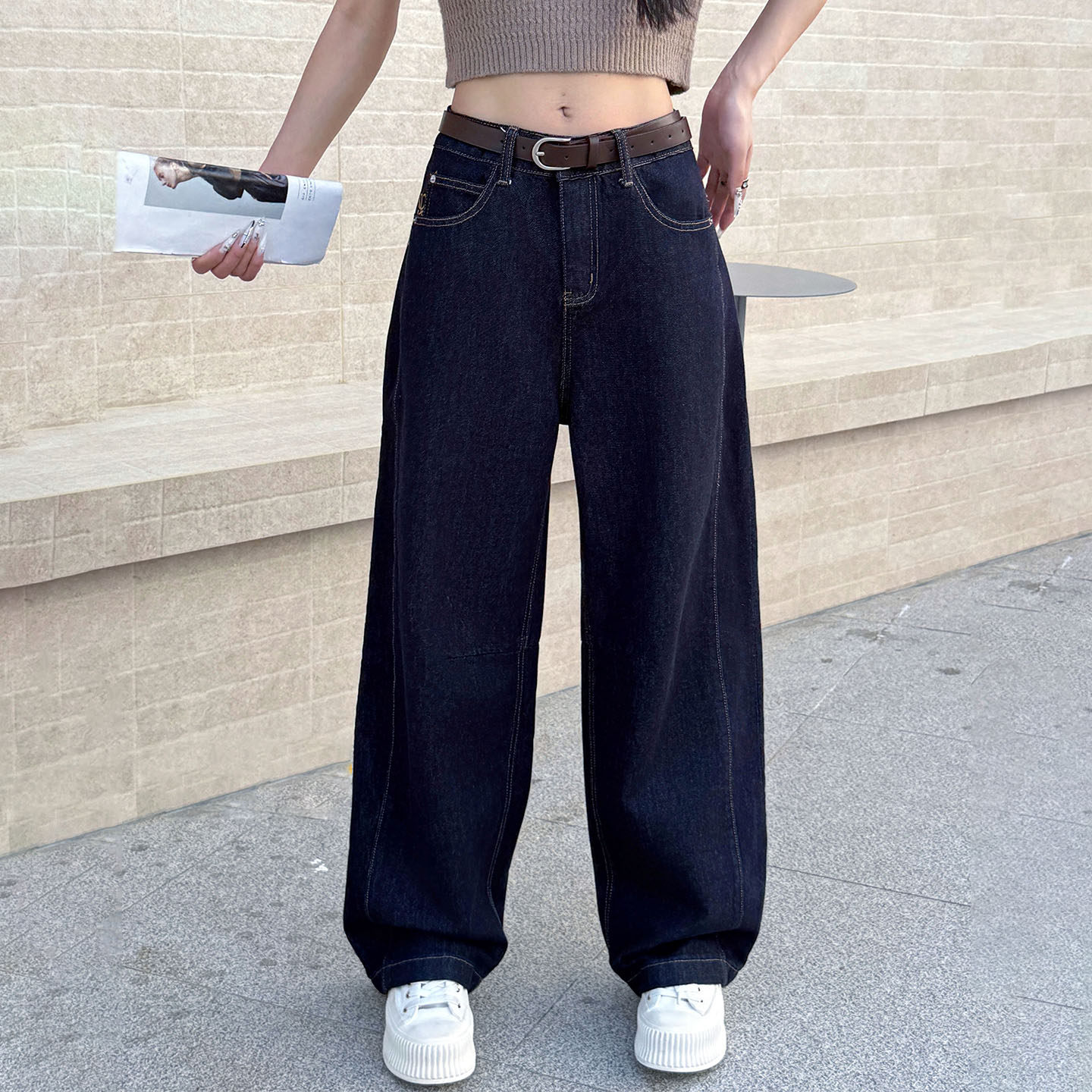 2025秋新款Jeans阿凡牛A5227宽松显瘦阔腿弯刀裤女牛仔筒裤香蕉裤,女装/女士精品,牛仔裤,淘宝优惠券,粉丝福利购,淘宝优惠卷