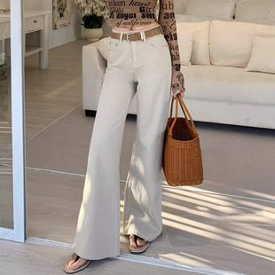 2026春夏新款JEANS阿凡牛67791白四面弹修身显瘦女牛仔微筒喇叭裤