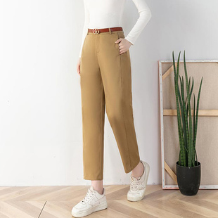 以利曼贝春季薄款抗皱舒柔特气球裤女显瘦女裤简约时尚九分镰刀裤