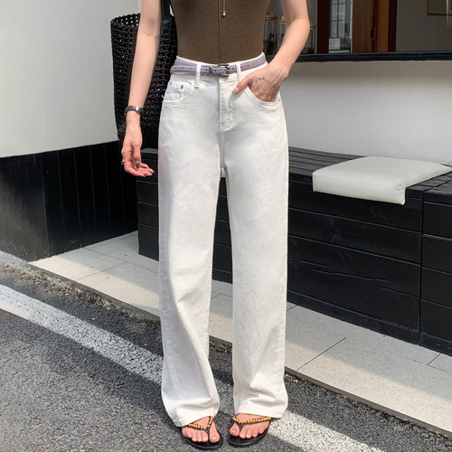 秋爱心刺绣显瘦九分女牛仔阔腿裤