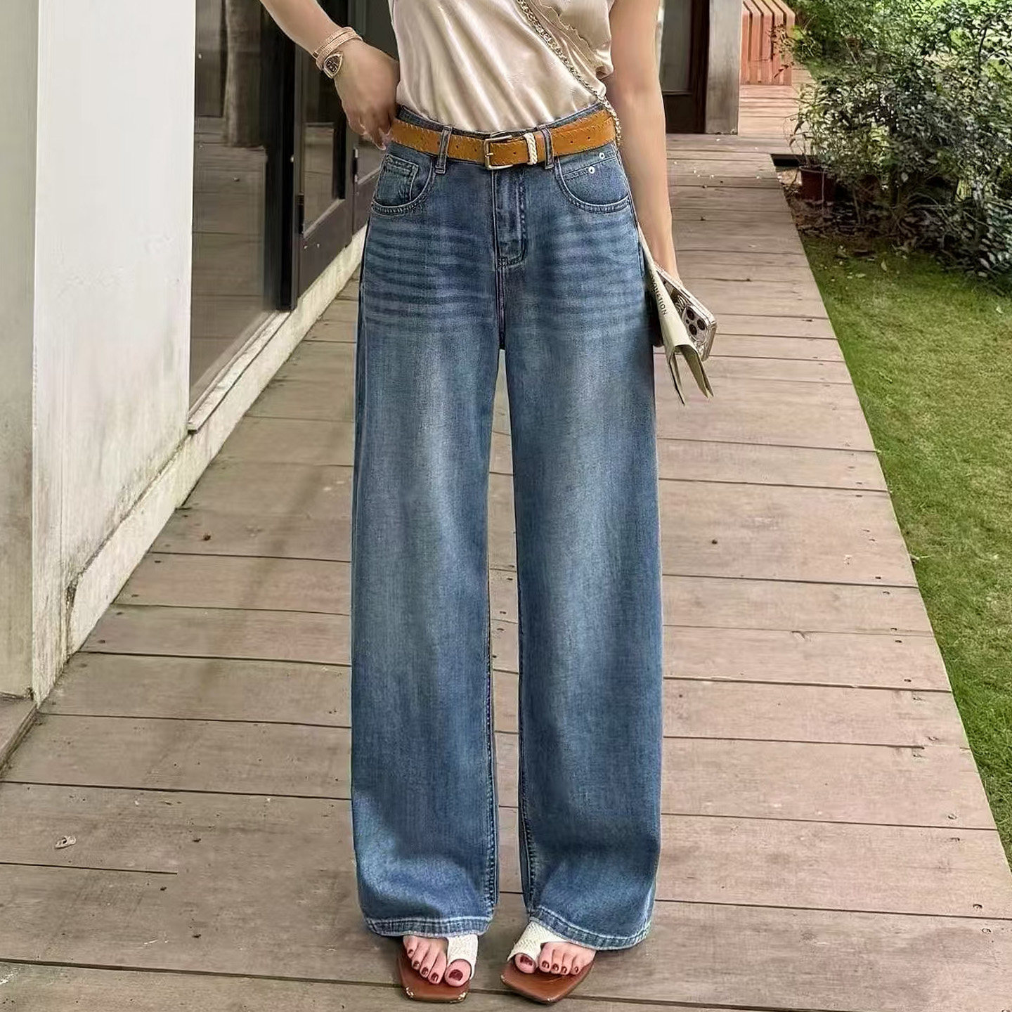 2026夏季新款Jeans阿凡牛A5705薄料宽松显瘦窄版女牛仔直筒阔腿裤