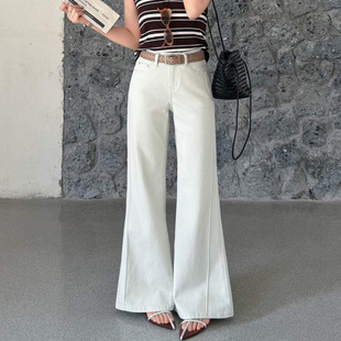 2026春季新款JEANS阿凡牛67789白四面弹修身显瘦女牛仔微筒喇叭裤