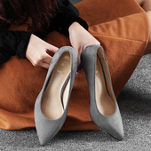 绒面黑色高跟鞋 43小码 女职业细跟尖头5cm单鞋 3cm红色41大码