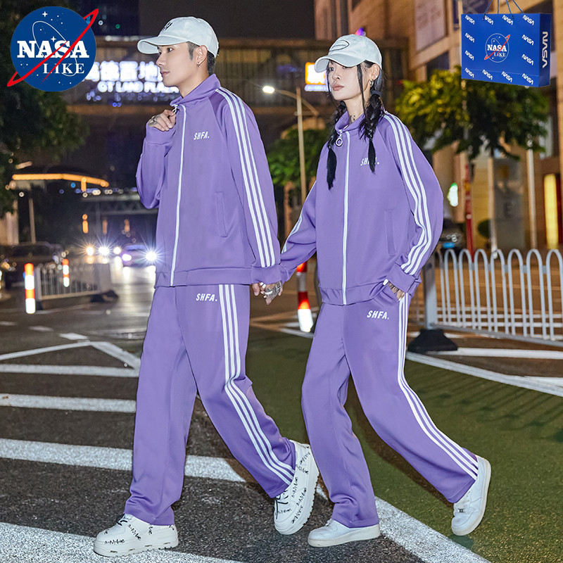 NASA联名春秋装新款男女学院风休闲运动两件套情侣装纯棉班服套装