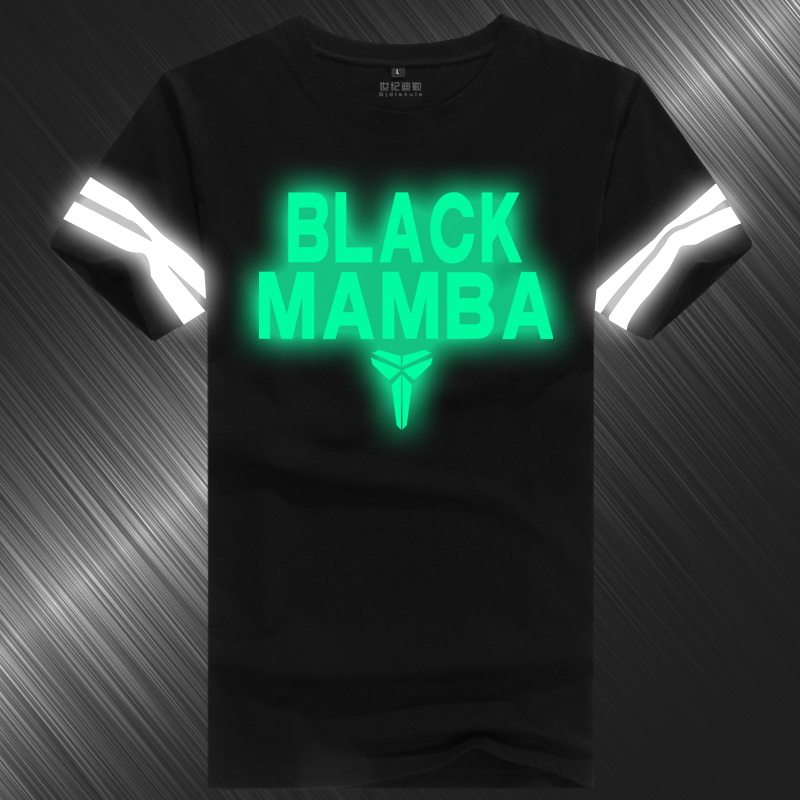 2016夏科比篮球t恤黑曼巴夜光反光衣服加肥大码24号运动短袖男士