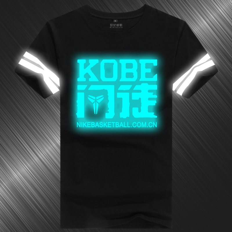 2016夏科比篮球t恤黑曼巴夜光反光衣服加肥大码24号运动短袖男士