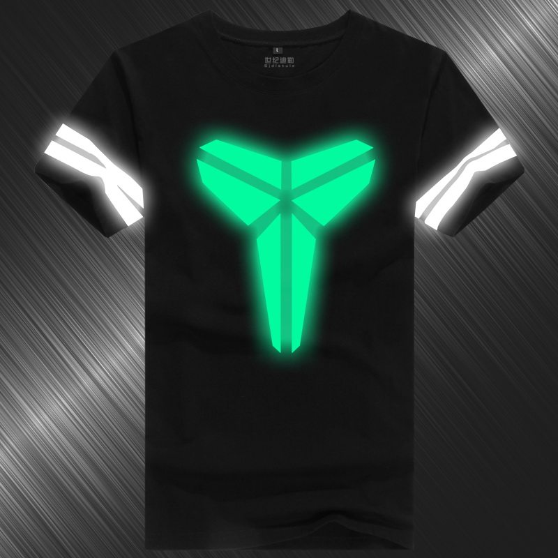 2016夏科比篮球t恤黑曼巴夜光反光衣服加肥大码24号运动短袖男士