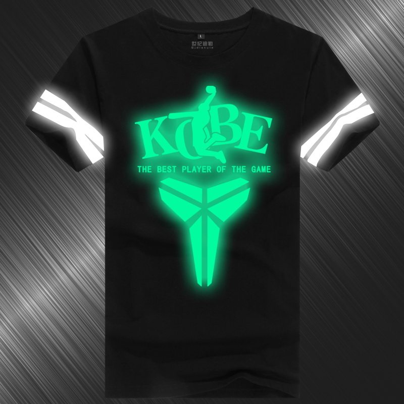 2016夏科比篮球t恤黑曼巴夜光反光衣服加肥大码24号运动短袖男士