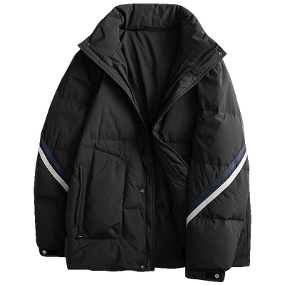 伟臣织带拼接立领防风加大羽绒服