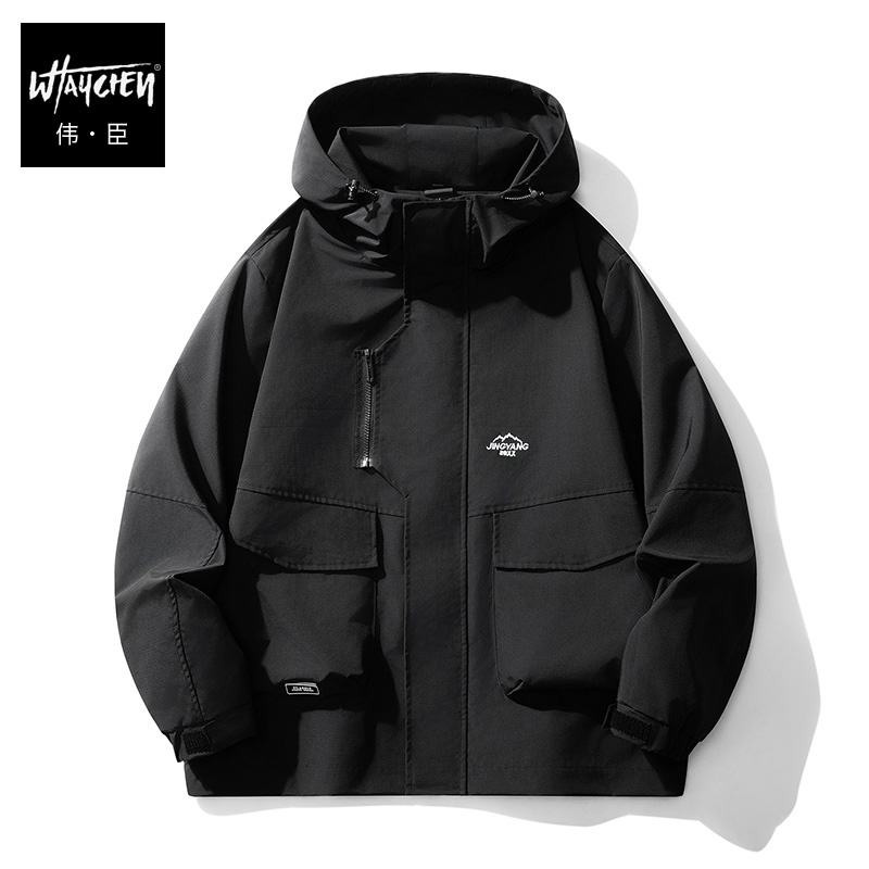 男士潮流春秋装大码男式连帽夹克胖子加肥加大工装肥佬宽松外套男