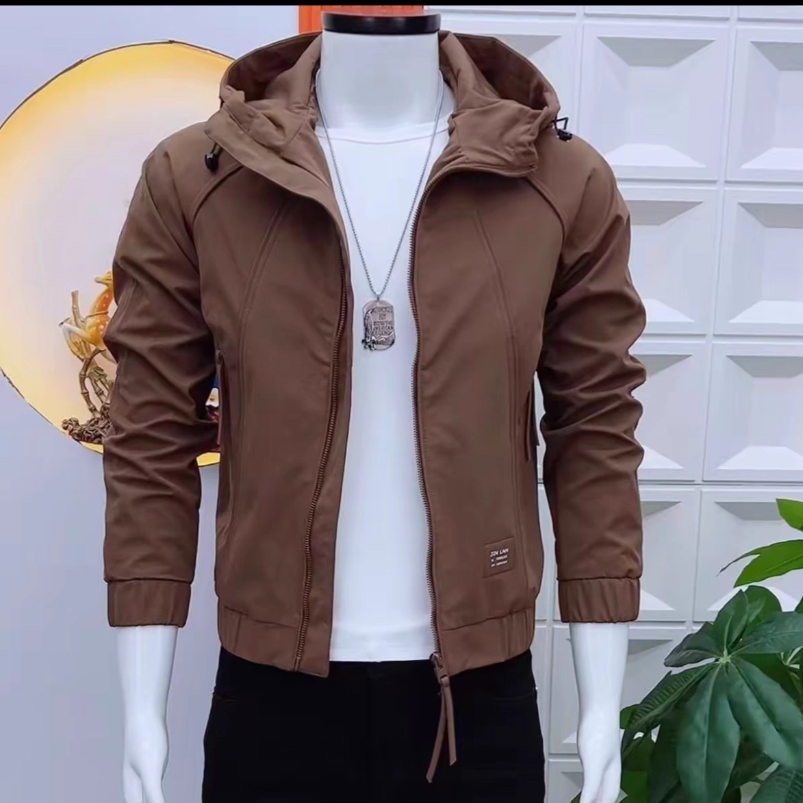 2025新款男士夹克外套时尚潮流百搭修身连帽上衣休闲帅气网红男装