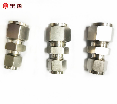 316L不锈钢双卡套变径接头3/8-1/2 3/8转1/2异径卡套接头MIDUNLOK