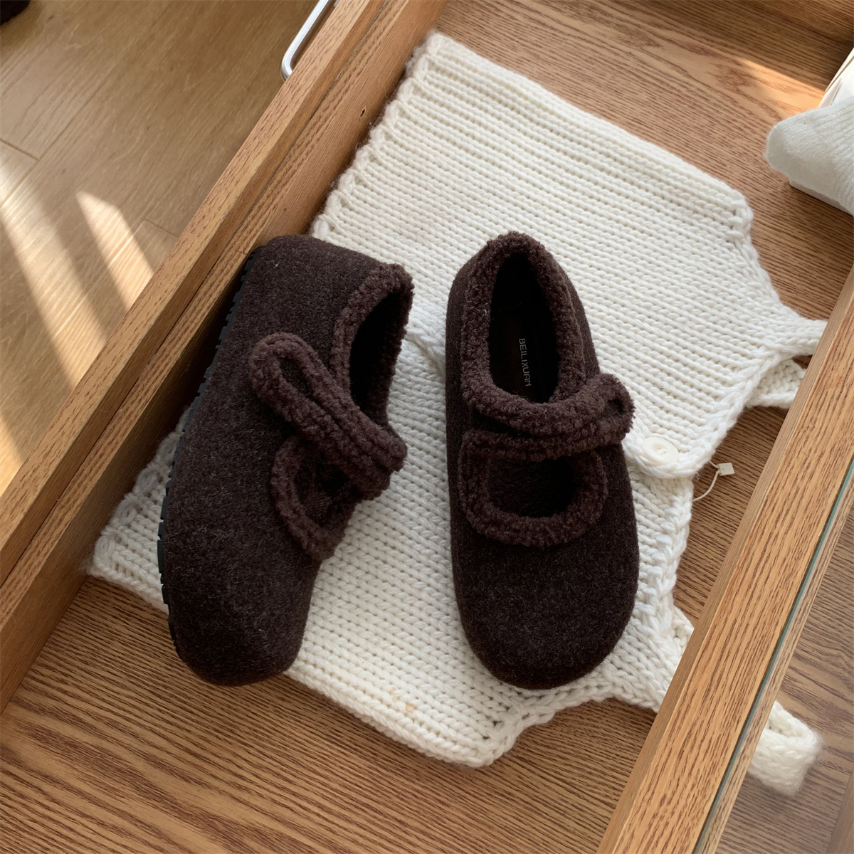 毛毛鞋厚底保暖勃肯鞋