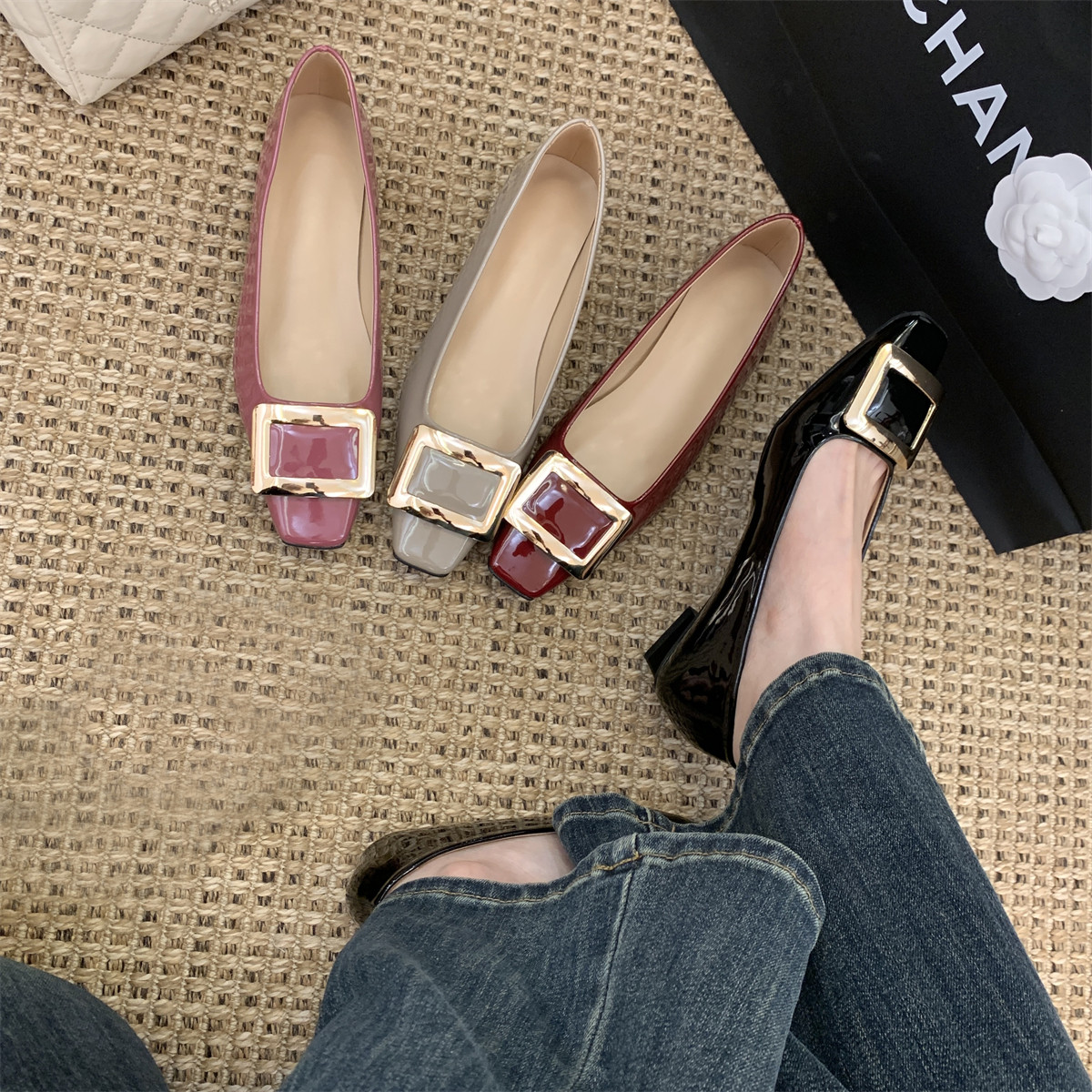 方头单鞋女粗跟小仙女2026新款小香风玛丽珍鞋一脚蹬小皮鞋英伦风,女鞋,浅口单鞋,淘宝优惠券,粉丝福利购,淘宝优惠卷