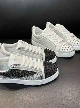 轻奢男士钉子潮牌CL板鞋高级红底低帮休闲鞋百搭时尚潮流爆款男鞋