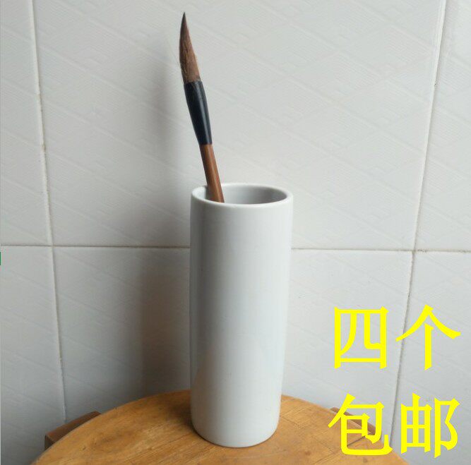 4个包邮陶瓷直圆柱筒花插花瓶子桌面摆设收纳牙签筒水彩笔毛笔筒