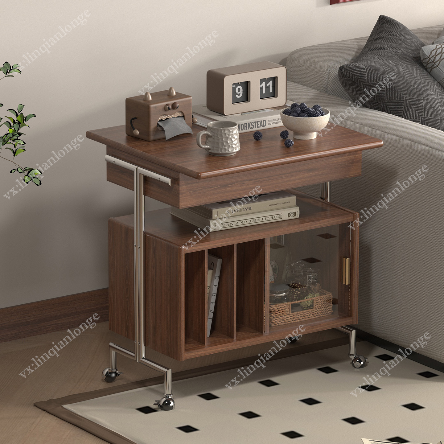 现代简约移动边几推车