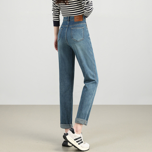 休闲宽松显瘦遮胯百搭哈伦裤 新款 子 女2025年秋季 蓝色老爹牛仔裤