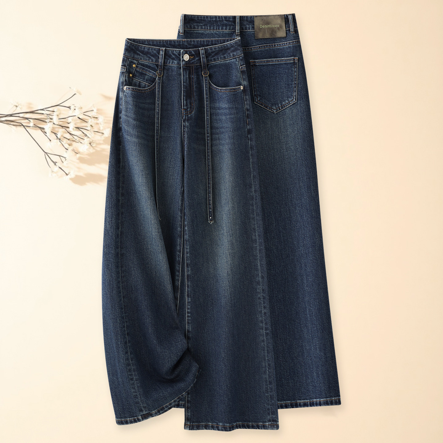 复古阔腿牛仔裤女2025秋季新款高腰宽松显瘦垂感直筒休闲拖地裤子,女装/女士精品,休闲裤,淘宝优惠券,粉丝福利购,淘宝优惠卷