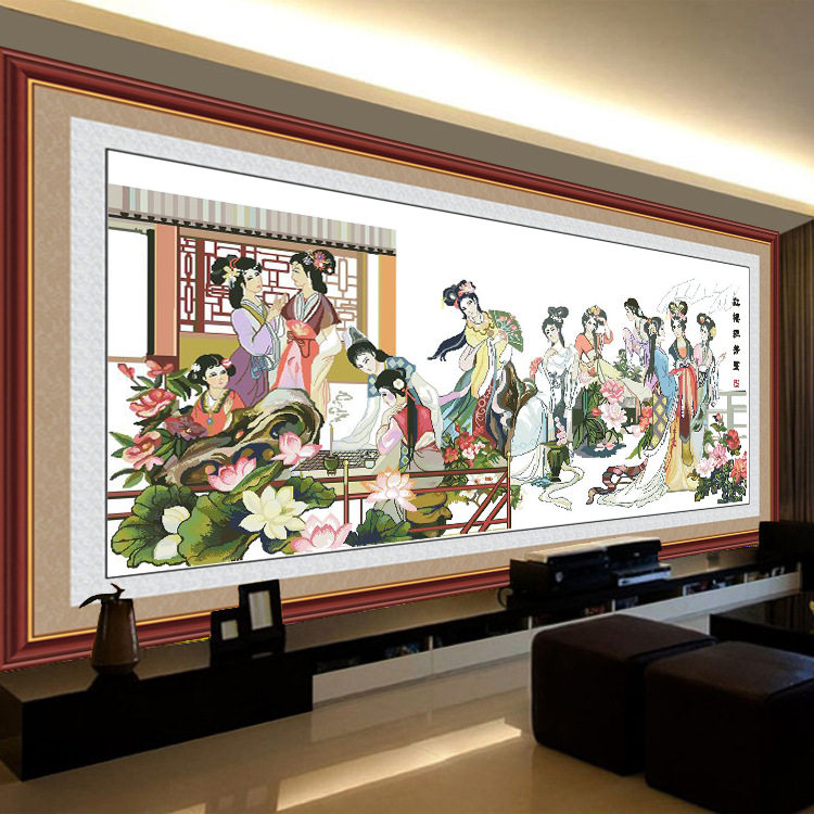 满钻2026新款点贴钻石十字绣客厅餐厅人物风景12十二金钗红楼群芳