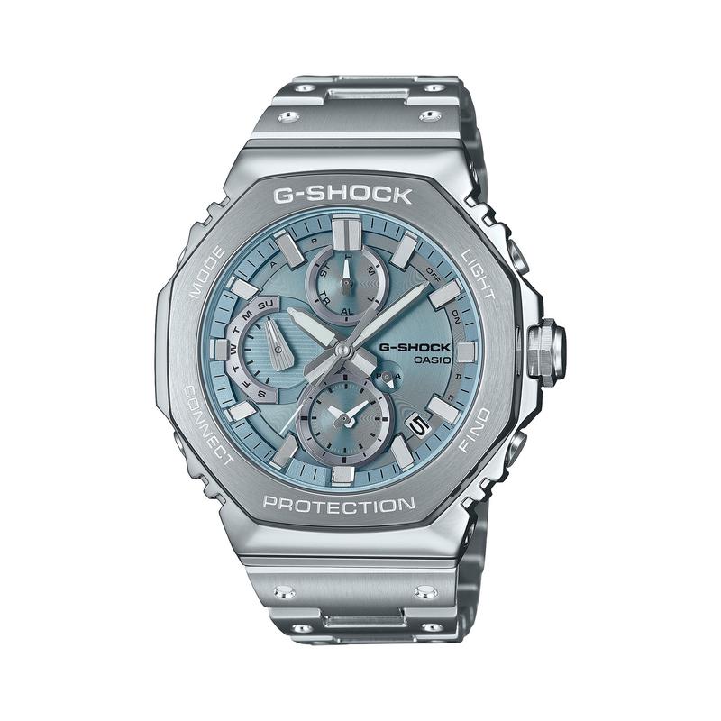 G-SHOCK男款机械表智能连接不锈钢表壳八边形表圈表带凹点设计