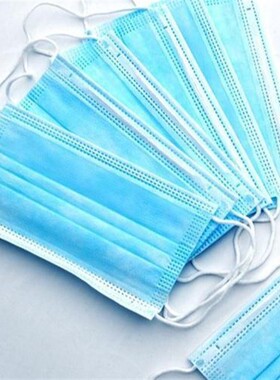 口罩50个一次性口罩蓝色非医用口罩三层熔喷布防飞沫成人