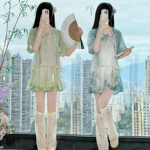 短裤 汉服女对襟宋制短衫 夏季 新款 九笙原创 吊带日常套装 小西施