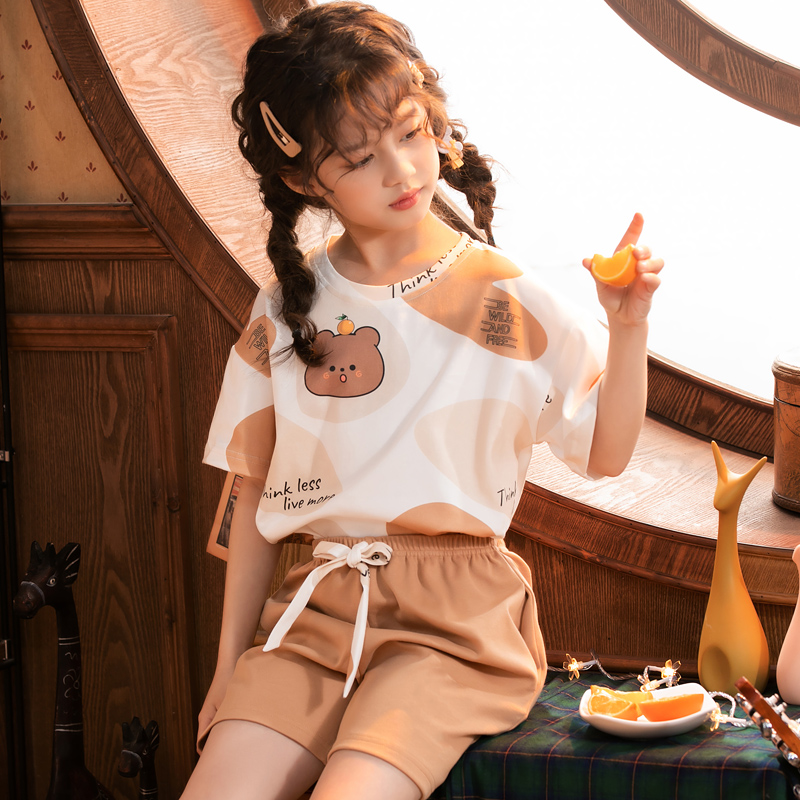 girl pajamas summer Thin section Short sleeved pure cotton Parenting Mother and daughter 13 girl CUHK children Home Furnishings suitin the Lingerie/Men's underwear/Tracksuit , Pajamas/Home service package  category - from Buy2taobao.com to provide professional Taobao agent buy service