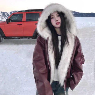 座山雕棉袄宽松显瘦棉衣外套潮 短款 时尚 百搭酷飒PU皮衣女2025冬季