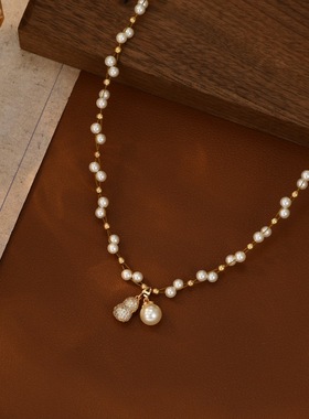 法式珍珠项链女款2025年轻奢小众设计高级感锁骨链配饰颈链饰品潮