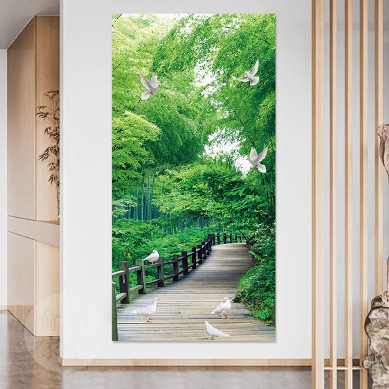 静竹玄关玄关装饰画自粘画