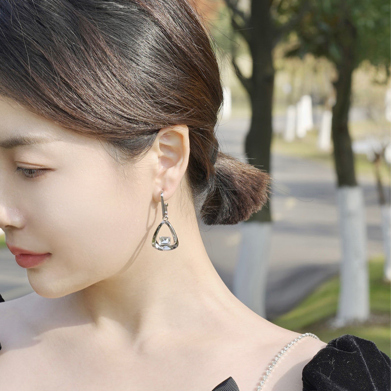 babybling分体水滴拼接耳坠2种戴法通勤耳环纯银针小众耳饰欧美风