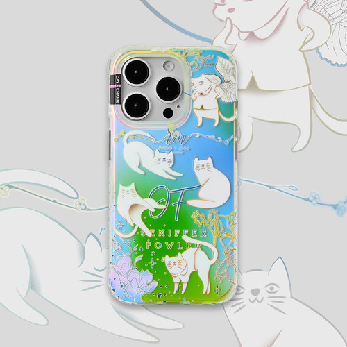 日秀 苹果15promax16手机壳双层IMD磨砂调皮猫咪小众原创全包软边壳iphone14/13华为mate60prop70pro+情侣壳