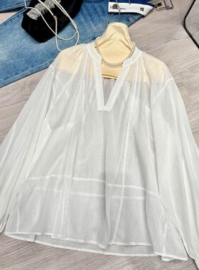 LC-2026早春上新充满松弛感的度假风苎麻V领小衫YS132-G208A