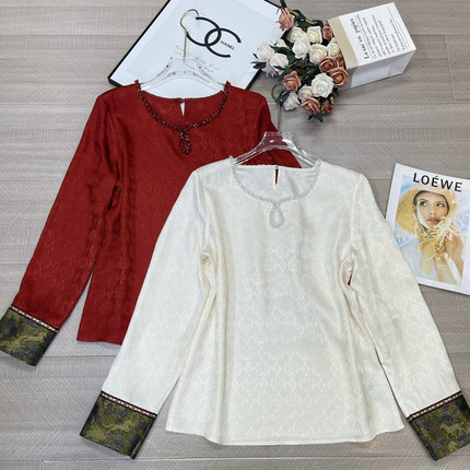 LC极简大牌老钱新中式人丝提花手工钉诛上衣小衫YS4-t123