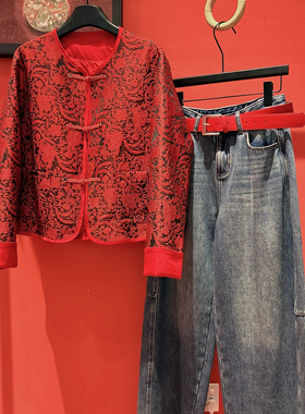 LC26年早春轻奢优雅气质提花盘扣过年短外套YS4-xx7816