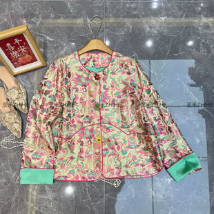 LC-春款极简大牌老钱新中式人丝纳沙锦提花短外套YS1-t649