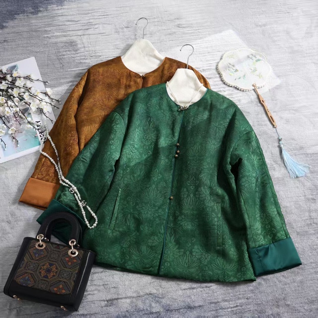 LC冬上新香云纱皮子提花轻薄柔软舒适保暖棉服外套G227-8962