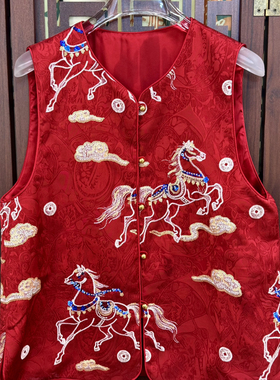 LC26年早春复古中式刺绣亮片马甲（含70真丝）ys-3405