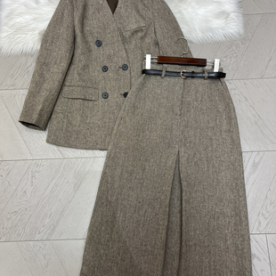 含70羊毛 配腰带 A951 半身裙套装 LC气质西羊毛外套