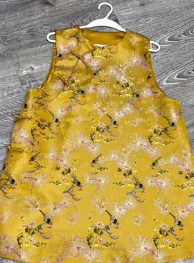 LC-款叠穿提花马甲裙无袖盘扣上衣连衣裙A985