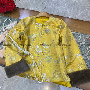 LC冬上新新中式 人丝织锦祥云短外套t2071