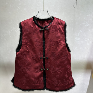 LC冬上新马上有钱漳绒拼水貂毛加棉马甲YS63G405