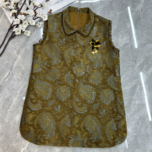 LC春上新人丝提花复古无䄂新中式 G405 娃娃领马甲YS72