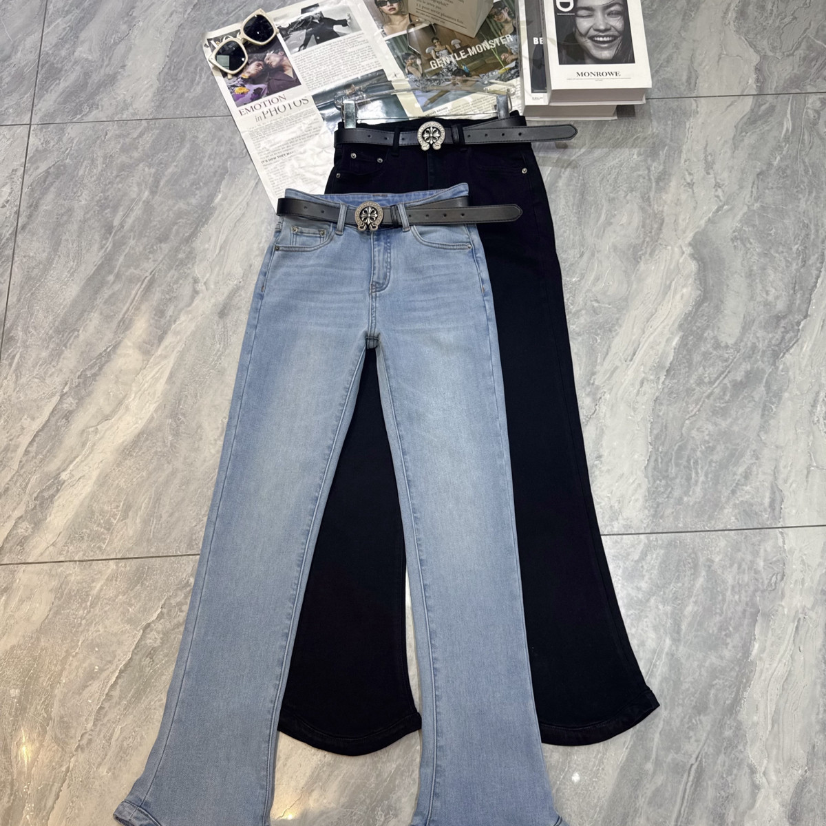 LC冬上新轻奢优雅高腰显瘦提臀牛仔裤(配腰带)xx7860