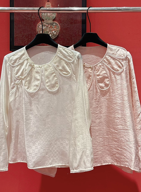 LC-26年春款轻奢设计感刺绣印花立领修身小衫(不含下装)w65