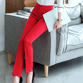 子高腰直筒大码 女士西裤 裤 宝蓝色表演长裤 职业装 工作服大红色西装