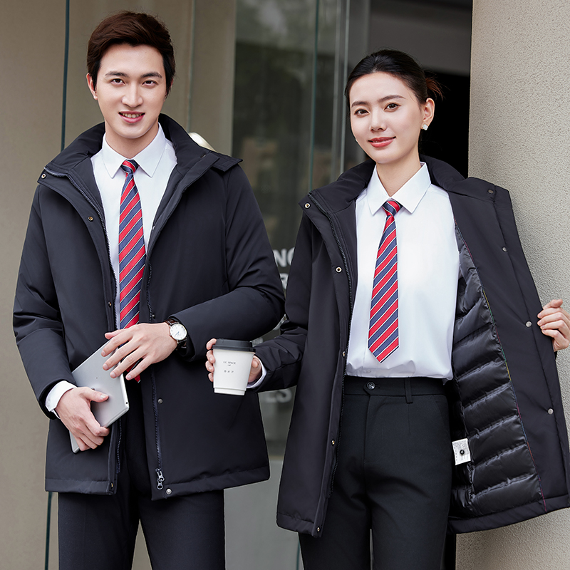 中长款丝绵内胆派克服职业装棉服